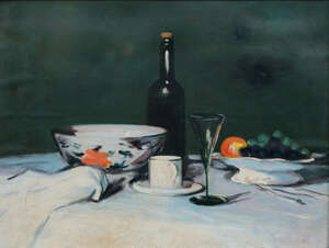 
	
		After Samuel John Peploe RSA, Scottish 1871-1935- The Black Bottle; oil on canvas,...