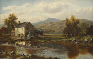 
	
		William Henry Mander, 
		British 1850-1922- 
		An Old Mill by a river, possibly nr...