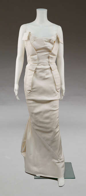 
	
		A Vivienne Westwood couture wedding dress, with labels stitched to the interior corset...