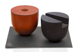 
	
		Tjok Dessauvage (Belgian 1946-), ceramic sculpture  
		2003, signed and dated to each...
