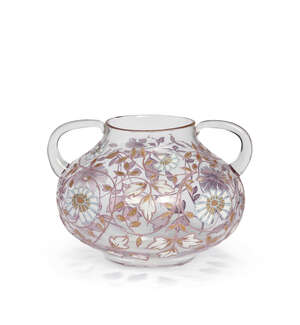 
	
		Fritz Heckert, an enamelled twin-handled glass vase designed by Otto Thamm
		c.1904,...