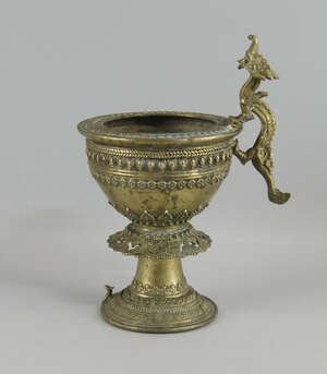 
	
		A Burmese polished bronze vessel, possibly part of an incense burner,  19th century,...