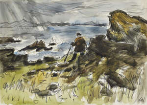 
	
		Sir Kyffin Williams KBE RA,
		Welsh 1918-2006-
		 
		Farmer at Rhoscolyn;
		 
		