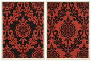 
	
		Shepard Fairey, 
		American b.1970- 
		 
		Parlour Pattern Red/Black Set, 2010; 
		 
		