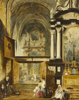 
	
		Edward Pritchett, 
		British 1808-1894- 
		The Interior of Santa Maria Gloriosa dei...