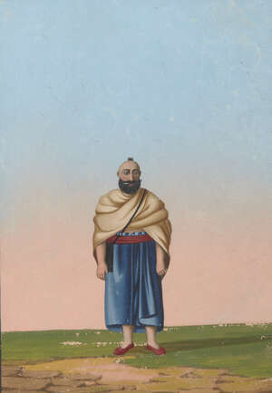 
	
		A portrait of a pilgrim, Tanjore, South India, circa 1830, opaque pigments on paper,...