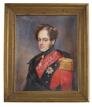 
	
		RTOH M Harrison, 
		British, early 19th century- 
		 
		Portrait miniature of an...
