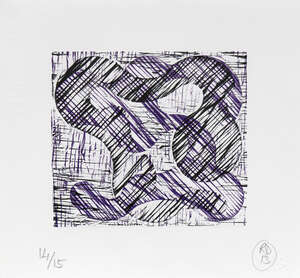 
	
		Richard Deacon CBE, 
		British b.1949-
		 
		1+1=10 Black/Purple, 2013; 
		 
		relief...