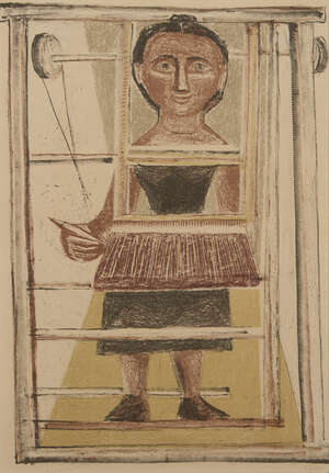 
	
		Massimo Campigli, 
		Italian 1895-1971- 
		 
		Donna Al Telaio, 1951; 
		 
		lithograph...