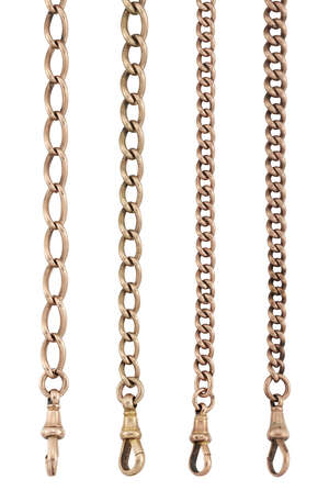 Four late 19th/early 20th century 9ct gold watch chains, two of curb and two of cable link design, clip and bar terminals, various lengths (4)