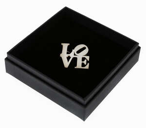 After Robert Indiana, American 1928-2018, Love Brooch, 2022; sterling silver brooch, handmade by Ann...