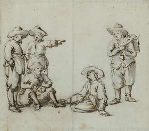 
	
		Willem van de Velde the Elder, 
		 
		Dutch 1611-1693- 
		 
		A group of fishermen...