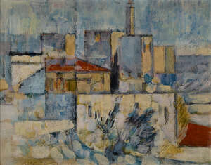 Jan Ekiert, 
		Polish/French 1907-1993- 
		 
		Village in Provence; and abstract houses; 
		 
		oils on board, both signed, two, 18 x 23 cm & 15.5 x 21 