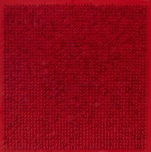 Bernard Aubertin, French 1934-2015 - Tableau Clous, 1969; acrylic and painted nails on board, unique, signed and dated on the reverse 'Bernard Aubertin 1969