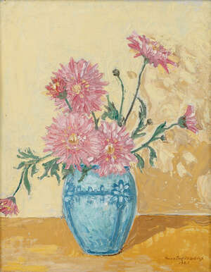 Gustaf Wallis, early/mid 20th century- Still life of flowers, 1929; oil on panel, signed and dated, 42 x 33cm (ARR)