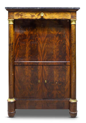 
	
		A French Empire mahogany and gilt metal mounted secretaire-a-abbattant, early 19th...