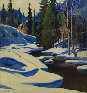 
	
		Marques E. Reitzel, 
		American 1896-1963 - 
		&nbsp;
		Icy River; 
		&nbsp;
		oil on canvas,...