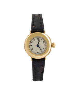 
	
		A lady's 18ct gold wristwatch, by Rolex, the circular silvered engine-turned dial with...