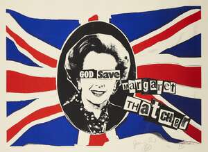 
	
		Billy Childish & Jamie Reid,
		British b.1959 & b.1947-
		 
		God Save Margaret...