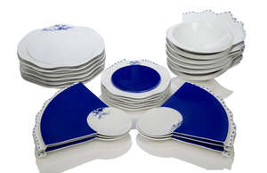 
	
		Borek Sipek (Bořek Šípek) (1949-2016) for Driade Follies Series, a blue and white Delft...