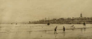 
	
		William Lionel Wylie, British 1851-1931- Saint Andrews with children playing golf on the...