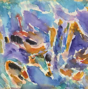 Jean Le Moal, French 1909-2007 - Untitled, 1970; watercolour on paper, signed and dated lower right 'Jean le Moal 1970', 27.5 x 27.5 cm (ARR) Note: Le Moa