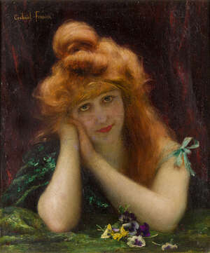 
	
		Gabriel-Joseph-Marie-Augustin Ferrier, 
		French 1847-1914- 
		Madame Ferrier; 
		oil...