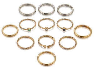 Chaumet, Cartier, twelve various band rings, including six by Chaumet, three of platinum set...