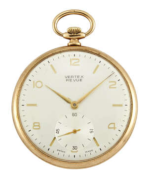 
	
		A 9ct gold open-face dress pocket watch, by Vertex, the silvered dial with Arabic gilt...
