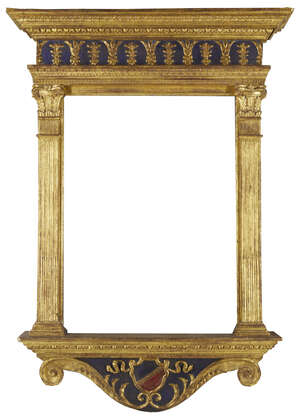 
	
		An Italian Carved, Gilded and Polychrome Painted Tabernacle Frame, 18th century, with...