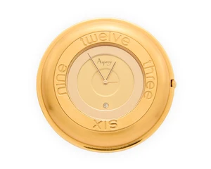 Swiss. An unusual gilt metal open face calendar desk alarm timepiece engraved with the Crown of Brunei and with Vacheron Constantin engravingMovement number 92