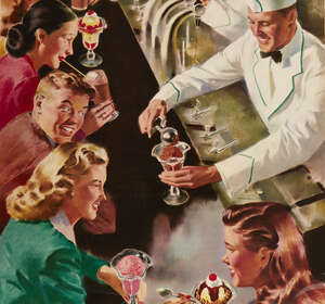 
	
		American Posters 
		c.1950's 
		Three large American posters depicting everyday social...