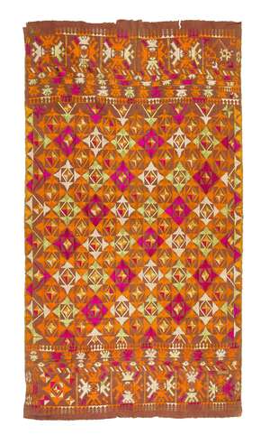 
	
		Three Sikh Phulkaris, Punjab, India, early 20th century, each of rectangular form,  the...