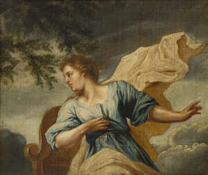 Follower of Johann Michael Rottmayr, 
		Austrian 1656-1730- 
		 
		Celestial allegorical figure; 
		 
		oil on canvas laid down on panel, 31.5x36.8cm
	