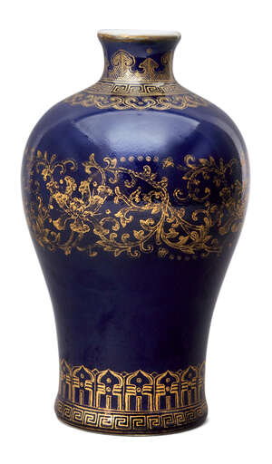 
	
		A rare Chinese porcelain monochrome meiping, Qianlong mark and of the period, finely...