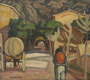 Maurice Albert Loutreuil, 
		French, 1885-1925-
		 
		Alliée du Village;
		 
		oil on canvas,  signed lower left, 58 x 68cm
		 
		Provenance: Savill
