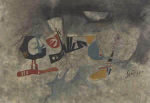 
	
		Sunil Das (Indian, 1939 - 2015), Untitled (Abstract), Mixed media on rice paper laid on...