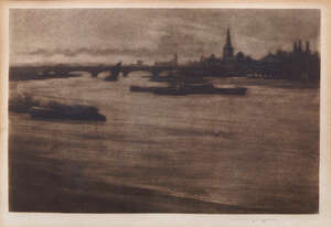 
	
		Sir Frank Short RA RI PRE, British 1857-1945- 
		Wandsworth Reach, c.1894; 
		mezzotint,...