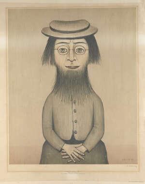 Laurence Stephen Lowry RBA RA, British 1887-1976, Woman with Beard, 1975; offset lithograph on wove,...