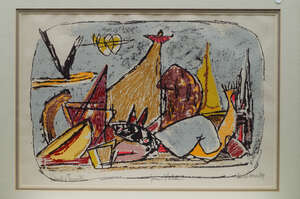 
	
		Marcel Janco, 
		Romanian/Israeli 1895-1984
		Ismail et Tournavite
		Lithograph in...