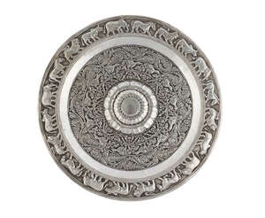 
	
		A repousee decorated silver plate, Sri Lanka, late 19th century, of shallow form with...