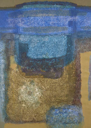 
	
		Samiran Chowdhury, (Indian, b. 1963), Untitled, Blue abstract, acrylic on paper, glazed...