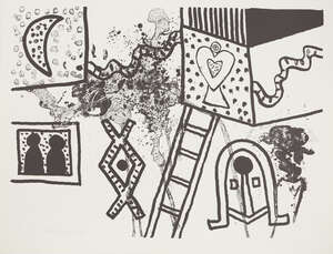 
	
		Alan Davie, 
		Scottish 1920-2014- 
		 
		Fox Watch II, 1970; 
		 
		lithograph on BFK...