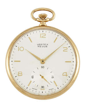 
	
		A 9ct gold open-face dress pocket watch, by Vertex, the silvered dial with Arabic gilt...
