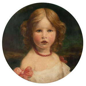 
	
		British School, 
		mid-late 19th century- 
		Portrait of a girl, quarter length,...