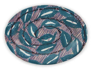 
	
		Janice Tchalenko (1942-2018) and Stephen Course,
		 
		Oval platter, circa 1980s, 
		