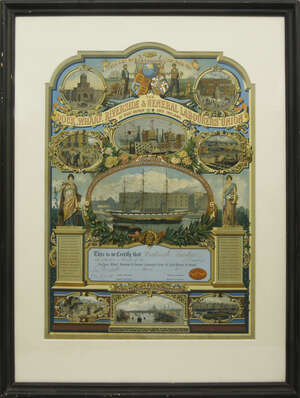 
	
		A membership certificate for the Dock, Wharf, Riverside and General Labourers' Union...