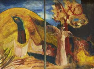 
	
		Christopher Cook,
		British b.1959-
		 
		Fall and Rise, 1986;
		 
		oil on primed...