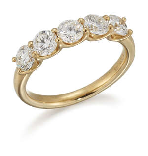 
	
		An 18ct gold diamond five stone ring, by Mappin and Webb, of half-hoop design, composed...