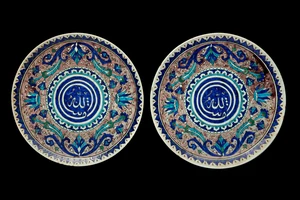 Two Kutahya pottery dishes,&nbsp;Turkey, 20th century,&nbsp;
Each shallow, on short straight foot, the...